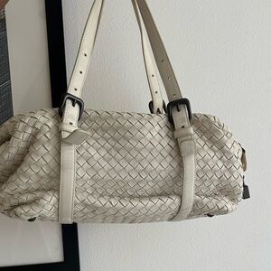 Bottega Veneta Cream Woven Shoulder Bag